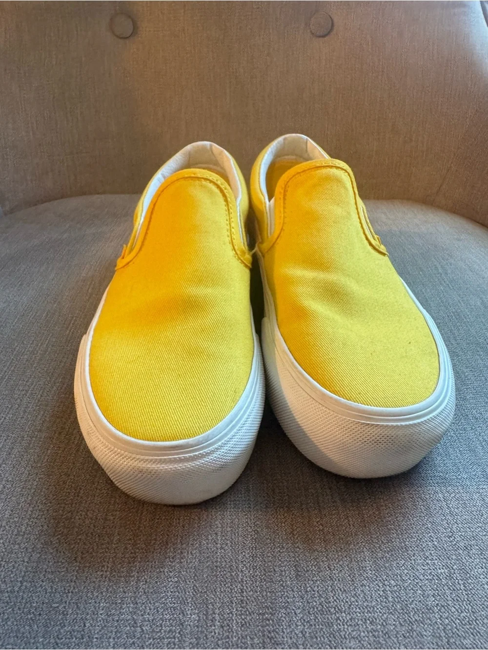 Vans Yellow Slip-On Platform Sneakers size 6.5 women’s